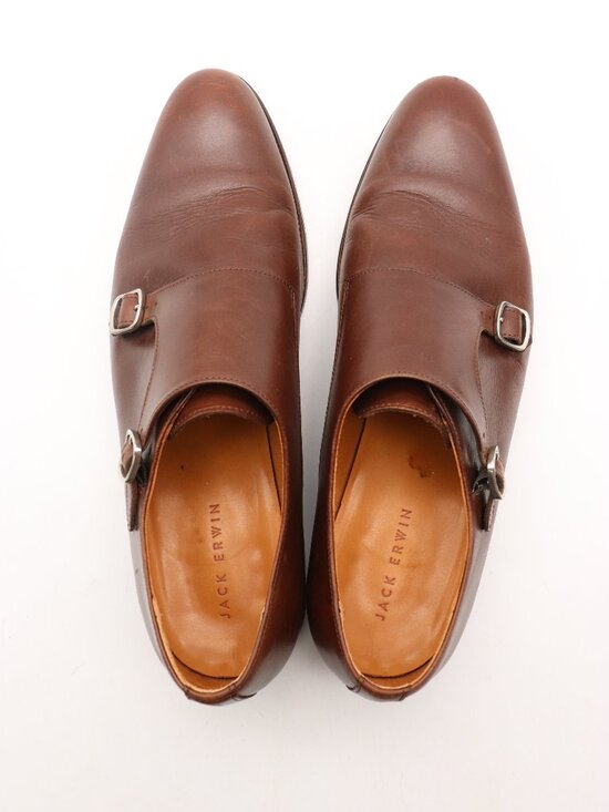 Jack Erwin Shoes Men\'s Size  10.5 Oxford Double Monk Strap Classic Brown Leather main image 5